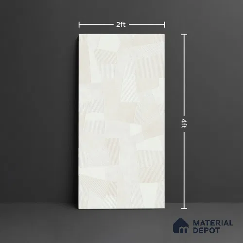 Punch Floor & Wall Tile TL 07899 Levels White Decor - 1 4 ft x 2 ft Matte Finish Vitrified Tile - 9 mm  | Suitable For living Room, Bedroom, Bathroom