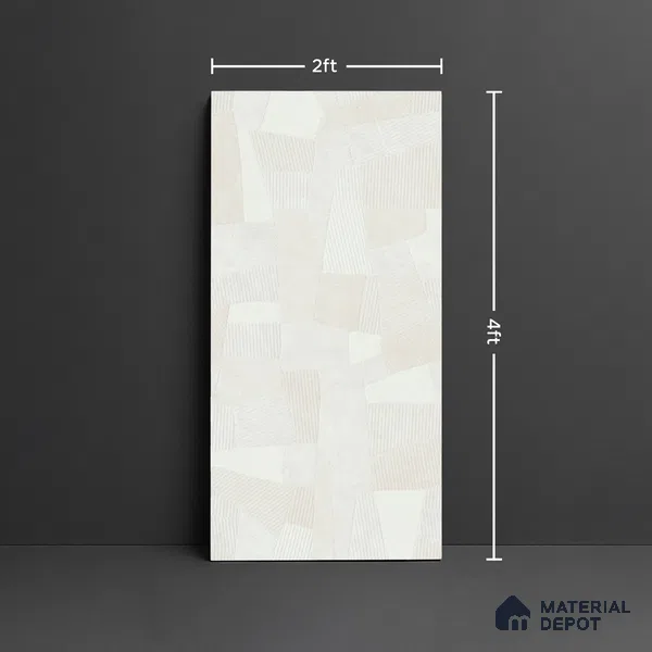 Punch Floor & Wall Tile TL 07899 Levels White Decor - 1 4 ft x 2 ft Matte Finish Vitrified Tile - 9 mm  | Suitable For living Room, Bedroom, Bathroom
