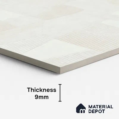 Punch Floor & Wall Tile TL 07899 Levels White Decor - 1 4 ft x 2 ft Matte Finish Vitrified Tile - 9 mm  | Suitable For living Room, Bedroom, Bathroom