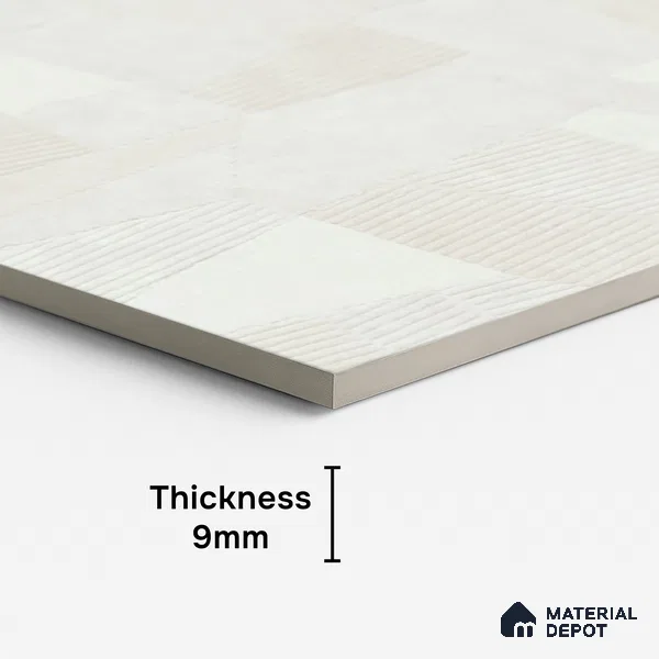 Punch Floor & Wall Tile TL 07899 Levels White Decor - 1 4 ft x 2 ft Matte Finish Vitrified Tile - 9 mm  | Suitable For living Room, Bedroom, Bathroom