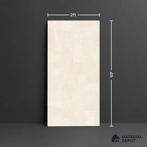 Punch Floor & Wall Tile TL 07890 Levels Beige Decor - 1 4 ft x 2 ft Matte Finish Vitrified Tile - 9 mm | Suitable For living Room, Bedroom, Bathroom