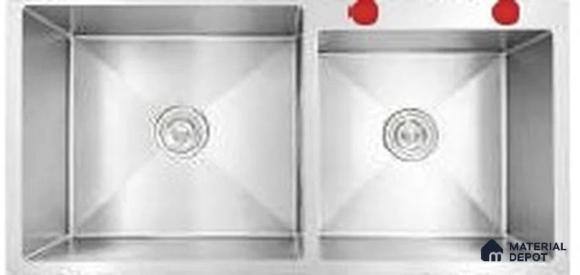 Avyra Sink SK 00010 Silver Twin 1016 x 508 x 225 mm Rectangular Stainless Steel Brush Finish Kitchen Sink - 225 mm | Suitable For Bathroom, Vanity & Utility Areas