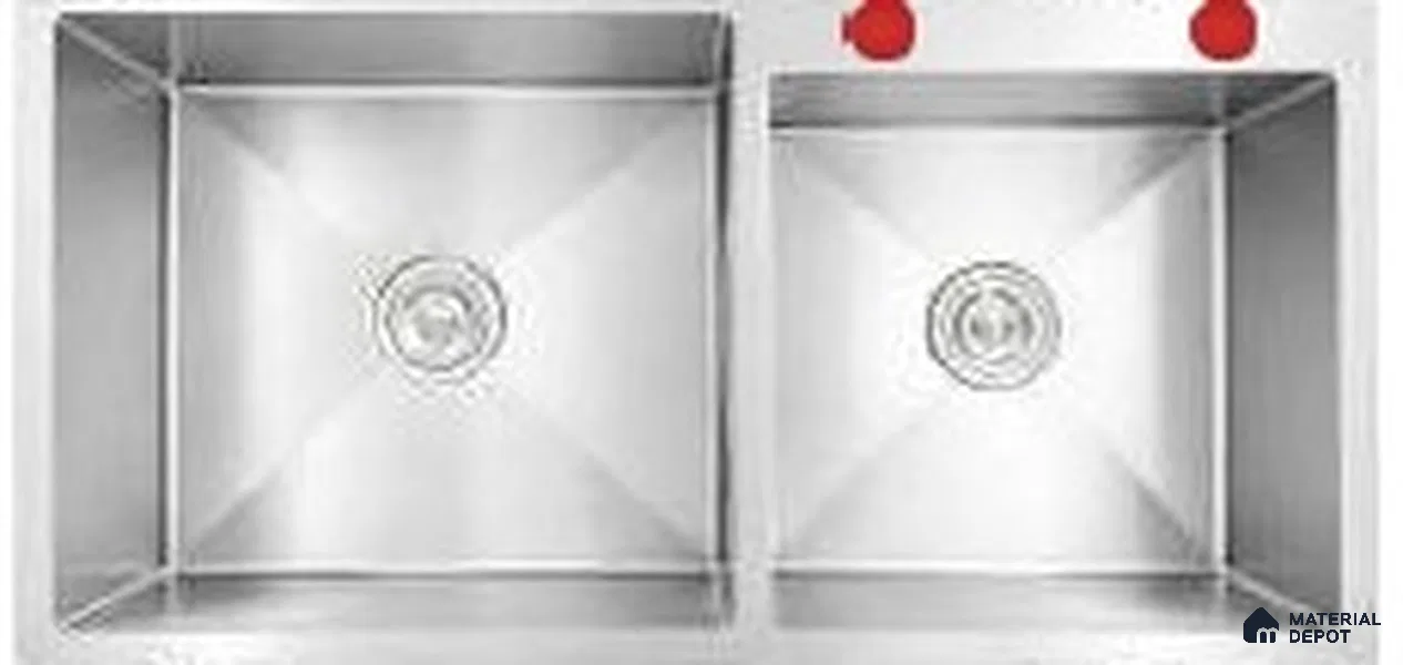 Avyra Sink SK 00010 Silver Twin 1016 x 508 x 225 mm Rectangular Stainless Steel Brush Finish Kitchen Sink - 225 mm | Suitable For Bathroom, Vanity & Utility Areas