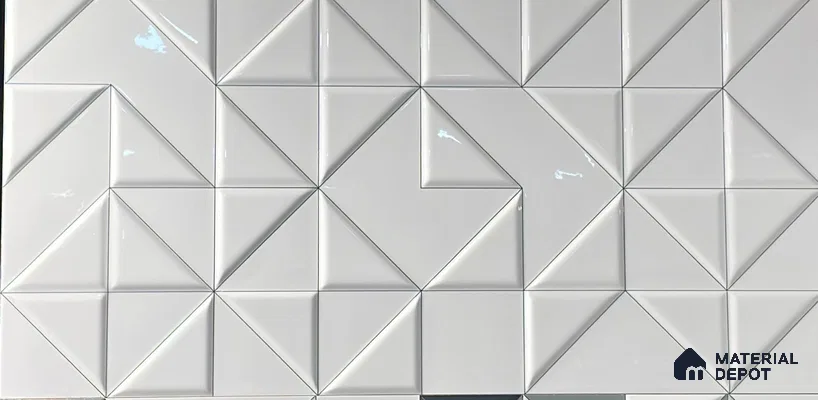 Kitchen Wall Tile TL 05404 B Bistro Abstract White Light 2 ft x 1 ft Ceramic Glossy Finish - 9 mm | Suitable For Kitchen, Bathroom Walls and Backsplashes (Sample)