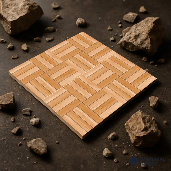 Parking Floor Tile TL 00416 Earth Brown 16 x 16 inch Vitrified Anti Skid Matte Finish Heavy Duty Tile - 12 mm | Suitable For Balcony, Terrace, Pathways | Pattern Alignment May Vary | 2-3 mm Spacer is Mandatory