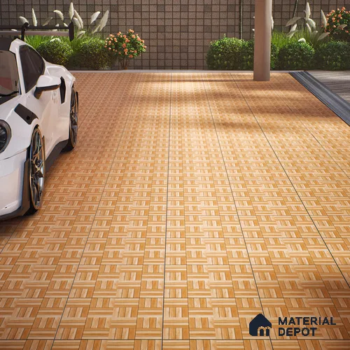 Parking Floor Tile TL 00416 Earth Brown 16 x 16 inch Vitrified Anti Skid Matte Finish Heavy Duty Tile - 12 mm | Suitable For Balcony, Terrace, Pathways | Pattern Alignment May Vary | 2-3 mm Spacer is Mandatory