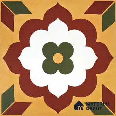 Moroccan Wall & Floor Tile TL 10595 Unity Flora 12 inch x 12 inch Matte Finish Ceramic Tile - 7.5 mm | Suitable For Bathroom, Kitchen, Balcony | Please Expect a Slight Variation of Pattern