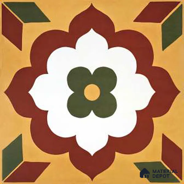 Moroccan Wall & Floor Tile TL 10595 Unity Flora 12 inch x 12 inch Matte Finish Ceramic Tile - 7.5 mm | Suitable For Bathroom, Kitchen, Balcony | Please Expect a Slight Variation of Pattern