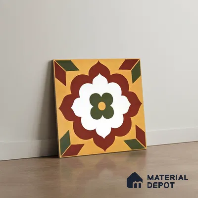 Moroccan Wall & Floor Tile TL 10595 Unity Flora 12 inch x 12 inch Matte Finish Ceramic Tile - 7.5 mm | Suitable For Bathroom, Kitchen, Balcony | Please Expect a Slight Variation of Pattern