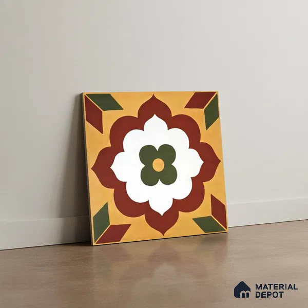 Moroccan Wall & Floor Tile TL 10595 Unity Flora 12 inch x 12 inch Matte Finish Ceramic Tile - 7.5 mm | Suitable For Bathroom, Kitchen, Balcony | Please Expect a Slight Variation of Pattern