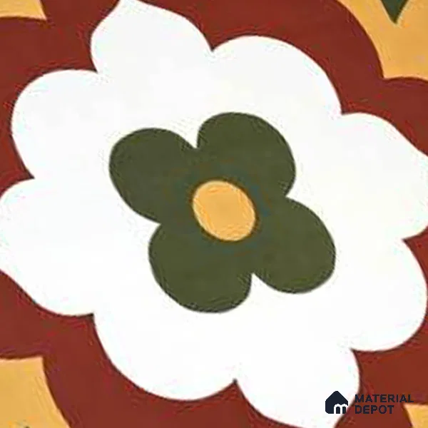 Moroccan Wall & Floor Tile TL 10595 Unity Flora 12 inch x 12 inch Matte Finish Ceramic Tile - 7.5 mm | Suitable For Bathroom, Kitchen, Balcony | Please Expect a Slight Variation of Pattern