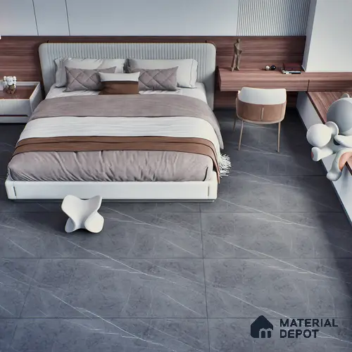 Black Marble Wall & Floor Tile TL 07694   1200x600 mm Vitrified Carving Matte Finish - 9 mm |  | Suitable for Living Room, Bedroom, Bathroom