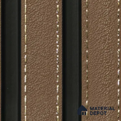 Brown Leather Louver 1227 244 (Trend 1227) 8 ft x 4.9 inch Charcoal Panel - 12 mm | Suitable for Feature Wall, TV Unit & Living Room | Width is Subjected to 5% Variation