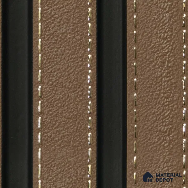 Brown Leather Louver 1227 244 (Trend 1227) 8 ft x 4.9 inch Charcoal Panel - 12 mm | Suitable for Feature Wall, TV Unit & Living Room | Width is Subjected to 5% Variation