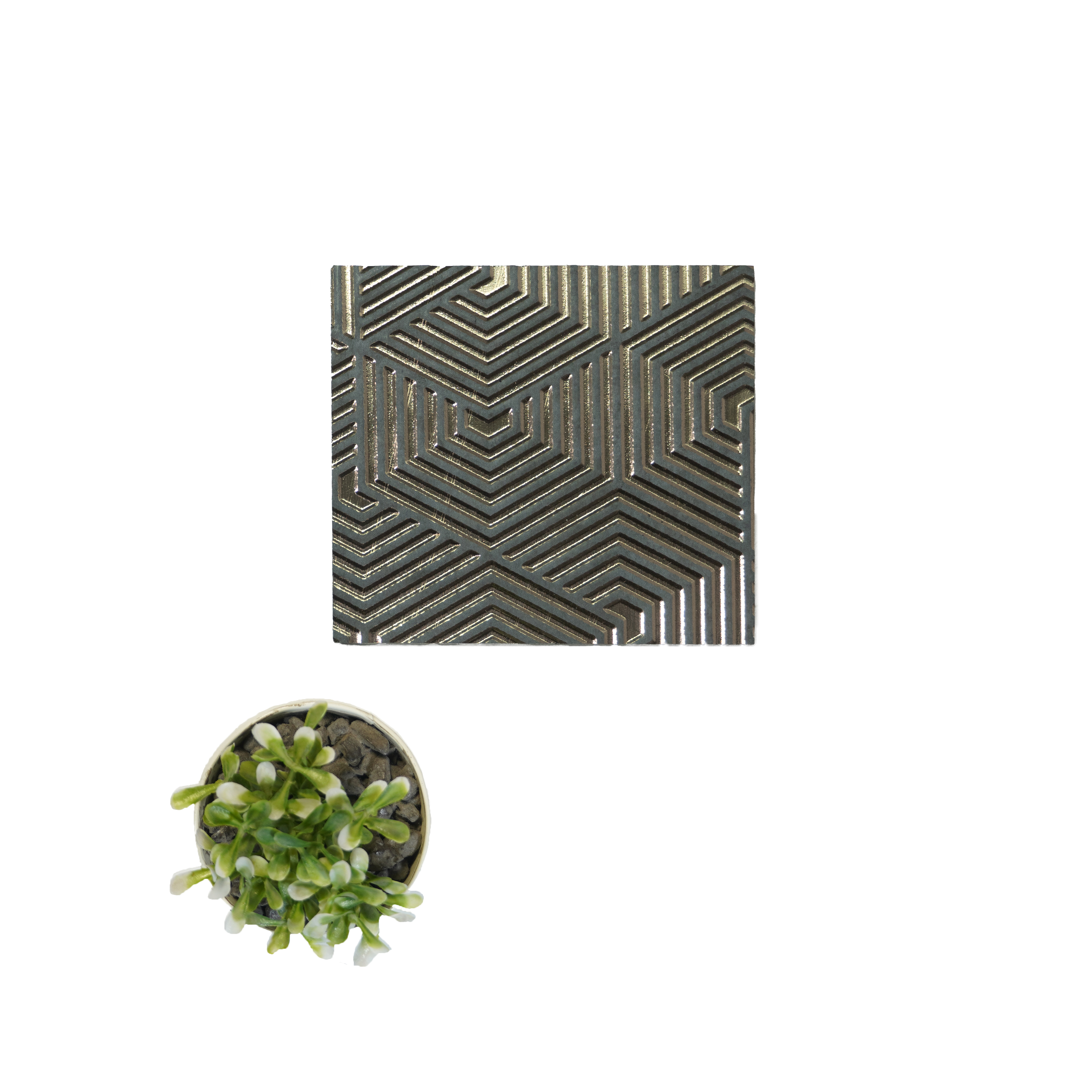 Gold Geometric Look Charcoal Decorative Wall Panel 1245 8 ft x 2 ft - 4 mm | Suitable for Feature Wall, TV Unit & Living Room | Width is Subjected to 5% Variation