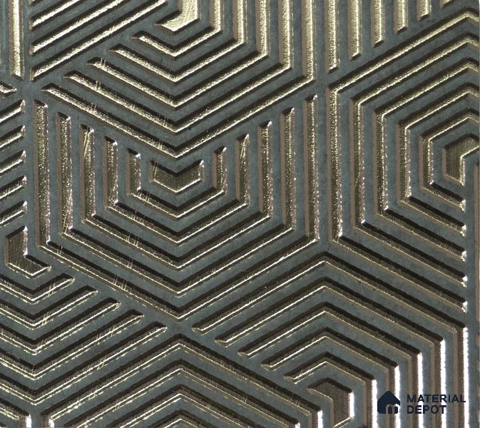Gold Geometric Look Charcoal Decorative Wall Panel 1245 8 ft x 2 ft - 4 mm | Suitable for Feature Wall, TV Unit & Living Room | Width is Subjected to 5% Variation
