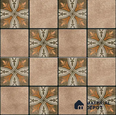 Parking Floor Tile TL 00417 Floral Brown 16 x 16 inch Vitrified Anti Skid Matte Finish Heavy Duty Tile - 12 mm | Suitable For Balcony, Terrace, Pathways | Pattern Alignment May Vary | 2-3 mm Spacer is Mandatory