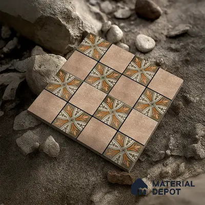 Parking Floor Tile TL 00417 Floral Brown 16 x 16 inch Vitrified Anti Skid Matte Finish Heavy Duty Tile - 12 mm | Suitable For Balcony, Terrace, Pathways | Pattern Alignment May Vary | 2-3 mm Spacer is Mandatory