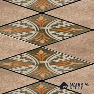 Parking Floor Tile TL 00417 Floral Brown 16 x 16 inch Vitrified Anti Skid Matte Finish Heavy Duty Tile - 12 mm | Suitable For Balcony, Terrace, Pathways | Pattern Alignment May Vary | 2-3 mm Spacer is Mandatory