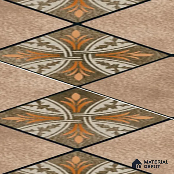 Parking Floor Tile TL 00417 Floral Brown 16 x 16 inch Vitrified Anti Skid Matte Finish Heavy Duty Tile - 12 mm | Suitable For Balcony, Terrace, Pathways | Pattern Alignment May Vary | 2-3 mm Spacer is Mandatory