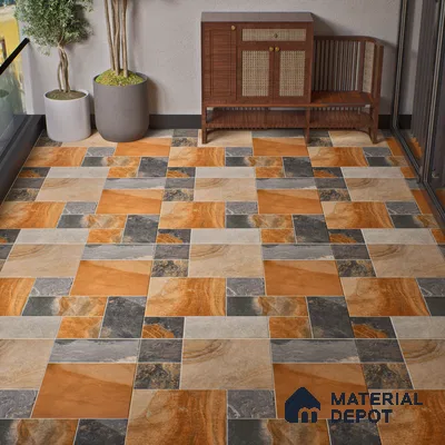 Stone Floor Tile TL 10096 Modulo Bizero | 16 x 16 inch - 12 mm thick | Vitrified Anti Skid Matte Finish Heavy Duty Parking Tile | Ideal For Outdoor, High Traffic Areas, Terrace | Pattern Alignment May Vary | 2-3 mm Spacer is Mandatory (Sample)