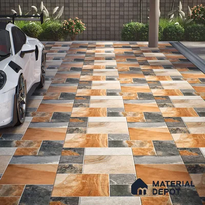 Stone Floor Tile TL 10096 Modulo Bizero | 16 x 16 inch - 12 mm thick | Vitrified Anti Skid Matte Finish Heavy Duty Parking Tile | Ideal For Outdoor, High Traffic Areas, Terrace | Pattern Alignment May Vary | 2-3 mm Spacer is Mandatory (Sample)