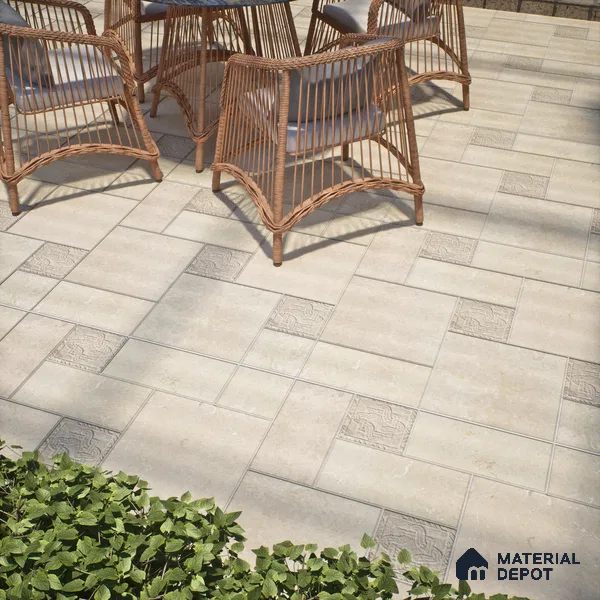 Stone Floor Tile TL 10094 C Modulo Beige 8 x 8 inch Matte Finish Vitrified Anti Skid Tile - 12 mm | Suitable For Balcony, Patio, Bathroom