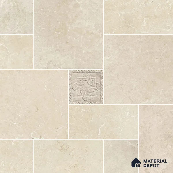 Stone Floor Tile TL 10094 C Modulo Beige 8 x 8 inch Matte Finish Vitrified Anti Skid Tile - 12 mm | Suitable For Balcony, Patio, Bathroom