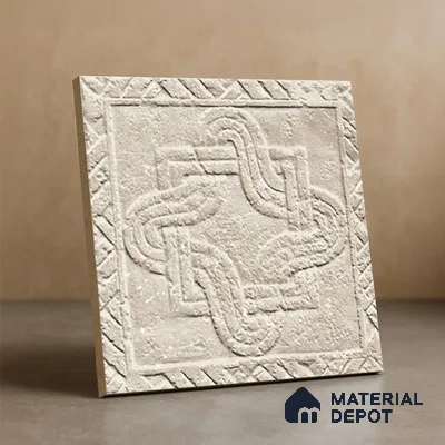 Subway Floor Tile TL 10094 D Modulo Beige Decor 8 x 8 inch Matte Finish Vitrified Anti Skid Tile - 12 mm | 4 Random Design | Suitable For Balcony, Patio, Bathroom | Please Expect a Slight Variation of Pattern