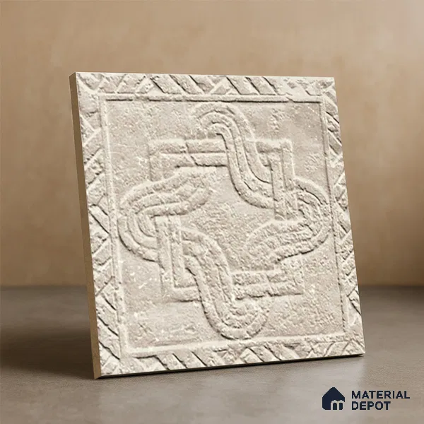 Subway Floor Tile TL 10094 D Modulo Beige Decor 8 x 8 inch Matte Finish Vitrified Anti Skid Tile - 12 mm | 4 Random Design | Suitable For Balcony, Patio, Bathroom | Please Expect a Slight Variation of Pattern