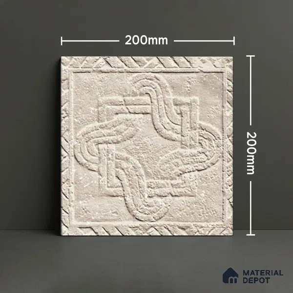 Subway Floor Tile TL 10094 D Modulo Beige Decor 8 x 8 inch Matte Finish Vitrified Anti Skid Tile - 12 mm | 4 Random Design | Suitable For Balcony, Patio, Bathroom | Please Expect a Slight Variation of Pattern