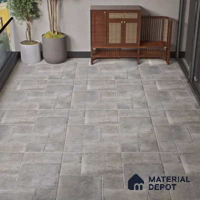 Stone Floor Tile TL 10093 Modulo Grafite | 16 x 16 inch - 12 mm thick | Vitrified Anti Skid Matte Finish Heavy Duty Parking Tile | Ideal For Outdoor, High Traffic Areas, Terrace | Pattern Alignment May Vary | 2-3 mm Spacer is Mandatory