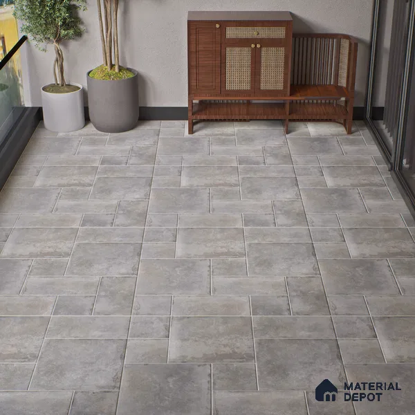 Stone Floor Tile TL 10093 Modulo Grafite | 16 x 16 inch - 12 mm thick | Vitrified Anti Skid Matte Finish Heavy Duty Parking Tile | Ideal For Outdoor, High Traffic Areas, Terrace | Pattern Alignment May Vary | 2-3 mm Spacer is Mandatory