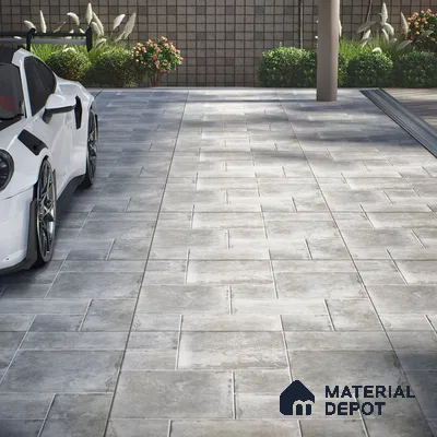 Stone Floor Tile TL 10093 Modulo Grafite | 16 x 16 inch - 12 mm thick | Vitrified Anti Skid Matte Finish Heavy Duty Parking Tile | Ideal For Outdoor, High Traffic Areas, Terrace | Pattern Alignment May Vary | 2-3 mm Spacer is Mandatory