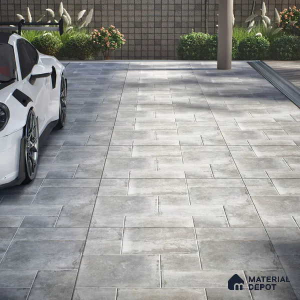 Stone Floor Tile TL 10093 Modulo Grafite | 16 x 16 inch - 12 mm thick | Vitrified Anti Skid Matte Finish Heavy Duty Parking Tile | Ideal For Outdoor, High Traffic Areas, Terrace | Pattern Alignment May Vary | 2-3 mm Spacer is Mandatory
