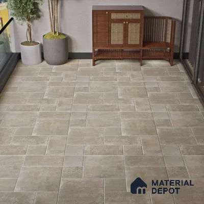 Stone Floor Tile TL 10100 Siena Beige | 16 x 16 inch - 12 mm thick | Vitrified Anti Skid Matte Finish Heavy Duty Parking Tile | Ideal For Bathroom, High Traffic Areas, Terrace | Pattern Alignment May Vary | 2-3 mm Spacer is Mandatory