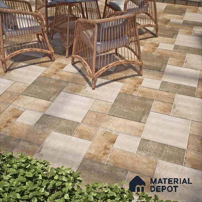Stone Floor Tile TL 10100 C Siena Beige 8 x 8 inch Matte Finish Vitrified Anti Skid Tile - 12 mm | Suitable For Balcony, Patio, Bathroom