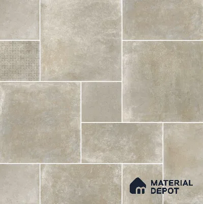 Patterned Floor Tile TL 10100 D Siena Beige Decor 8 x 8 inch Matte Finish Vitrified Anti Skid Tile - 12 mm | 4 Random Design | Suitable For Balcony, Patio, Bathroom | Please Expect a Slight Variation of Pattern