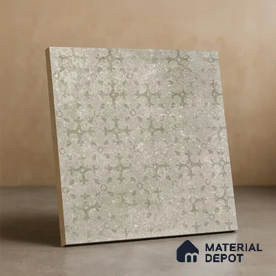 Patterned Floor Tile TL 10100 D Siena Beige Decor 8 x 8 inch Matte Finish Vitrified Anti Skid Tile - 12 mm | 4 Random Design | Suitable For Balcony, Patio, Bathroom | Please Expect a Slight Variation of Pattern