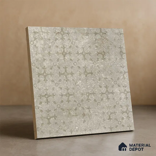 Patterned Floor Tile TL 10100 D Siena Beige Decor 8 x 8 inch Matte Finish Vitrified Anti Skid Tile - 12 mm | 4 Random Design | Suitable For Balcony, Patio, Bathroom | Please Expect a Slight Variation of Pattern