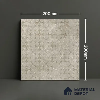 Patterned Floor Tile TL 10100 D Siena Beige Decor 8 x 8 inch Matte Finish Vitrified Anti Skid Tile - 12 mm | 4 Random Design | Suitable For Balcony, Patio, Bathroom | Please Expect a Slight Variation of Pattern