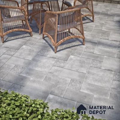 Patterned Floor Tile TL 10091 D Modulo Gris Decor 8 x 8 inch Matte Finish Vitrified Anti Skid Tile - 12 mm | 4 Random Design | Suitable For Balcony, Patio, Bathroom | Please Expect a Slight Variation of Pattern