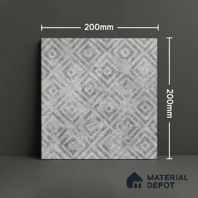 Patterned Floor Tile TL 10091 D Modulo Gris Decor 8 x 8 inch Matte Finish Vitrified Anti Skid Tile - 12 mm | 4 Random Design | Suitable For Balcony, Patio, Bathroom | Please Expect a Slight Variation of Pattern
