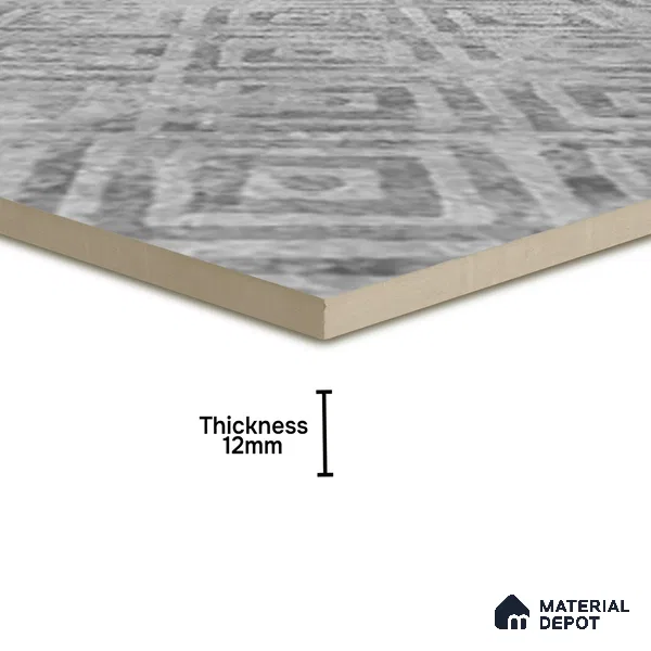 Patterned Floor Tile TL 10091 D Modulo Gris Decor 8 x 8 inch Matte Finish Vitrified Anti Skid Tile - 12 mm | 4 Random Design | Suitable For Balcony, Patio, Bathroom | Please Expect a Slight Variation of Pattern
