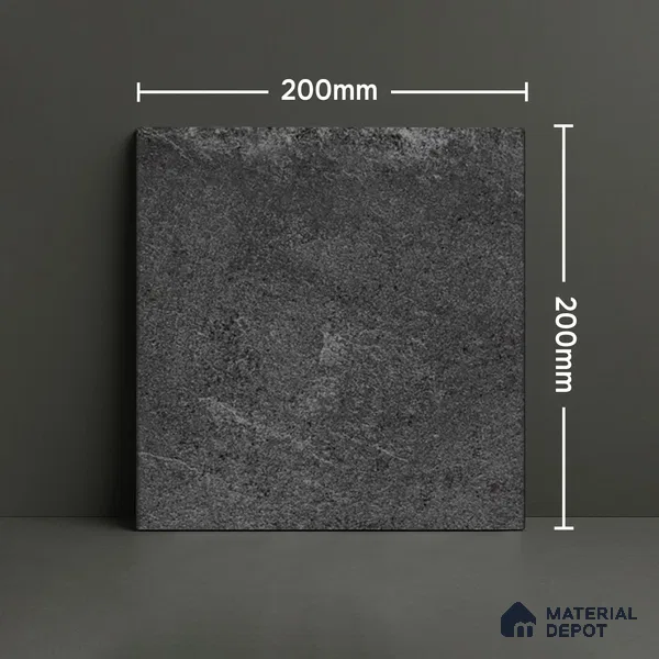 Stone Floor Tile TL 10092 C Modulo Dark 8 x 8 inch Matte Finish Vitrified Anti Skid Tile - 12 mm | Suitable For Balcony, Patio, Bathroom