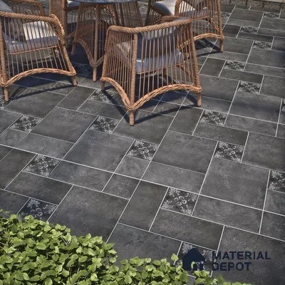 Subway Floor Tile TL 10092 D Modulo Dark Decor 8 x 8 inch Matte Finish Vitrified Anti Skid Tile - 12 mm | 12 Random Design | Suitable For Balcony, Patio, Bathroom | Please Expect a Slight Variation of Pattern