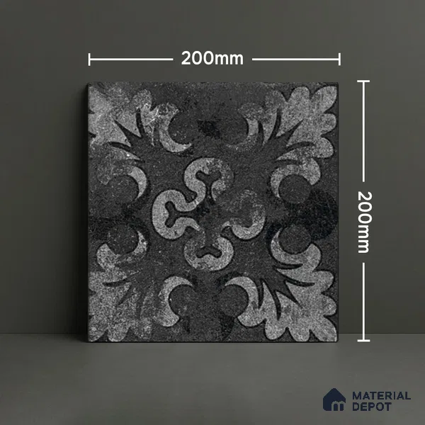 Subway Floor Tile TL 10092 D Modulo Dark Decor 8 x 8 inch Matte Finish Vitrified Anti Skid Tile - 12 mm | 12 Random Design | Suitable For Balcony, Patio, Bathroom | Please Expect a Slight Variation of Pattern