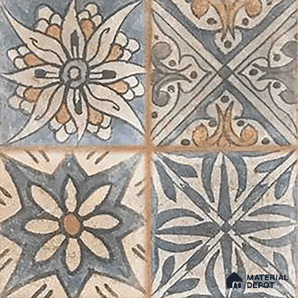 Subway Floor Tile TL 10095 D Cotto Decor 8 x 8 inch Matte Finish Vitrified Anti Skid Tile - 12 mm | 4 Random Design | Suitable For Balcony, Patio, Bathroom | Please Expect a Slight Variation of Pattern