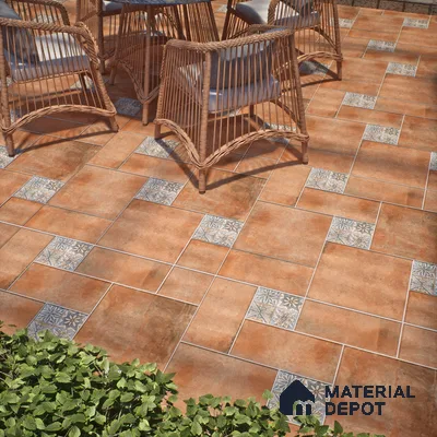 Subway Floor Tile TL 10095 D Cotto Decor 8 x 8 inch Matte Finish Vitrified Anti Skid Tile - 12 mm | 4 Random Design | Suitable For Balcony, Patio, Bathroom | Please Expect a Slight Variation of Pattern