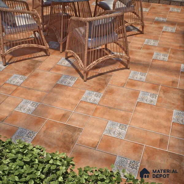 Subway Floor Tile TL 10095 D Cotto Decor 8 x 8 inch Matte Finish Vitrified Anti Skid Tile - 12 mm | 4 Random Design | Suitable For Balcony, Patio, Bathroom | Please Expect a Slight Variation of Pattern